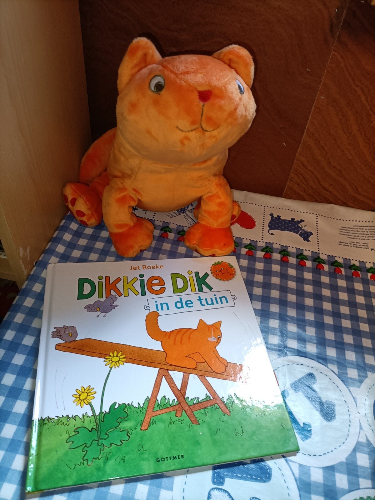 Dikkie Dik knuffel 31 cm groot + boek In de tuin, Ophalen of Verzenden, Zo goed als nieuw, Overige typen