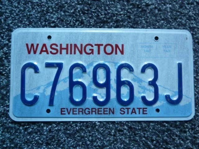 Kentekenplaat licenseplate Washington 4 USA, Verzamelen, Verzenden, Gebruikt, Auto's