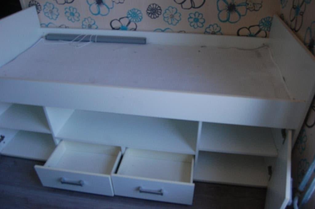 Een KAJUITBED  met kastjes, Ophalen, 85 tot 100 cm, Gebruikt, Matras