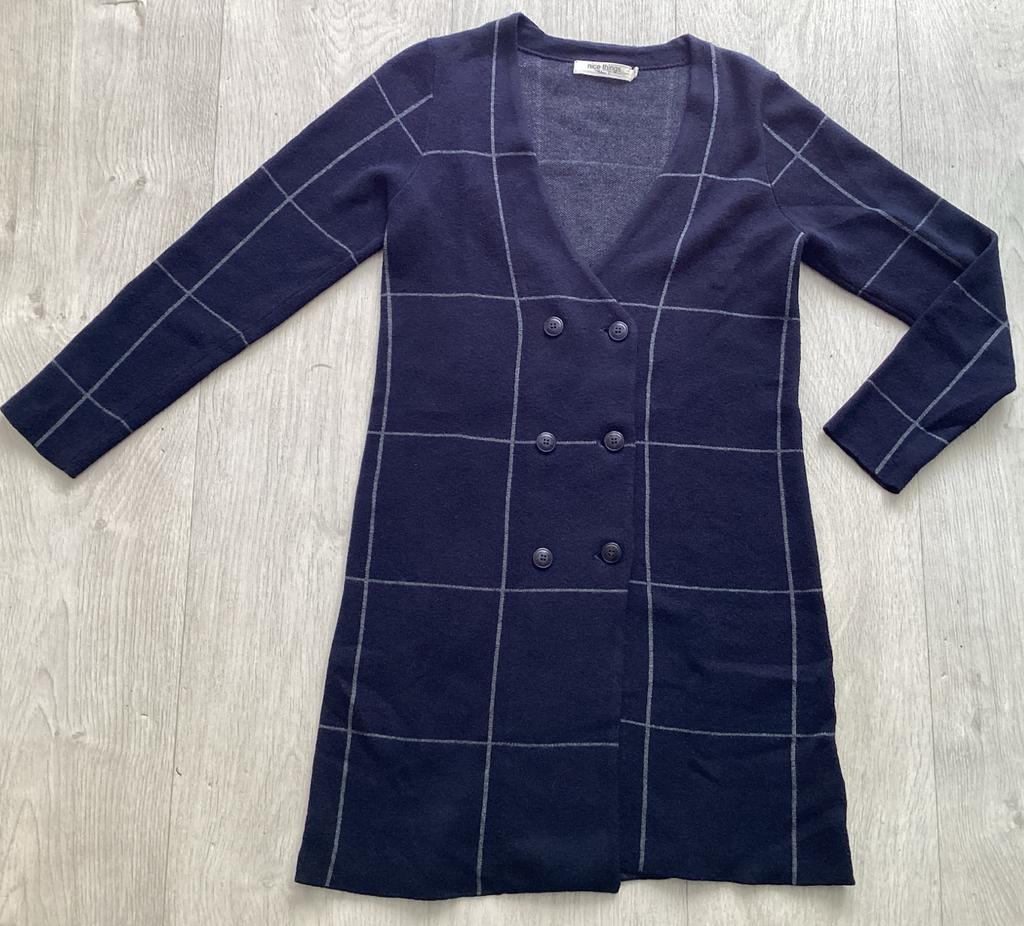 Donkerblauwe jurk met knopen maat S van Nice things, Kleding | Dames, Ophalen of Verzenden, Zo goed als nieuw, Maat 36 (S), Blauw