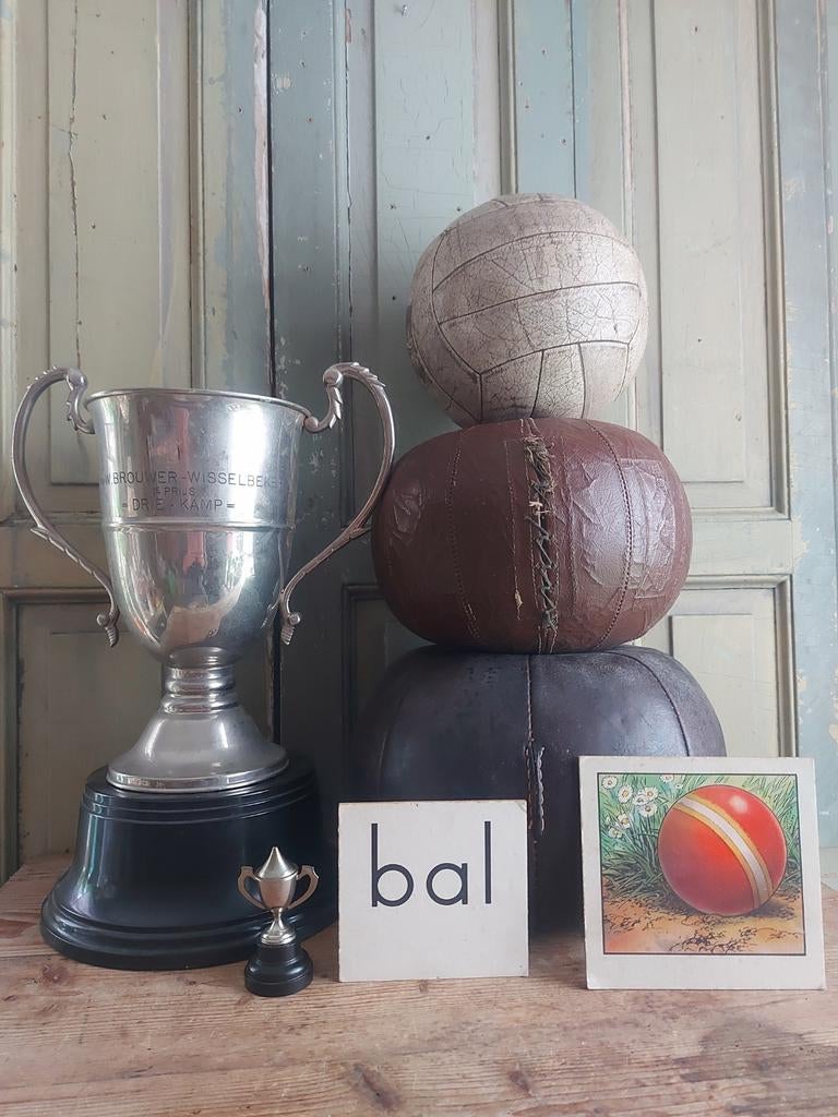 3 x antieke lerenbal bal ballen v leer, Antiek en Kunst, Ophalen of Verzenden