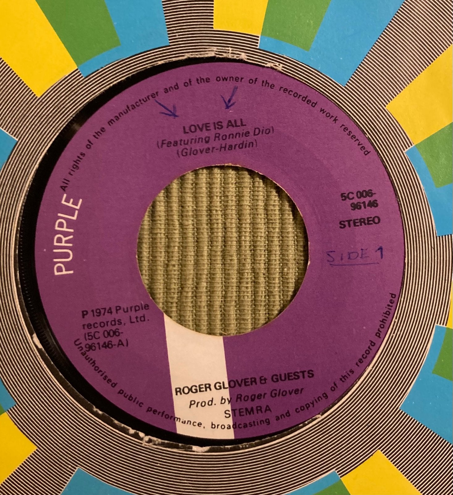 Vinyl single Roger Glover & Friends - Love is all, Gebruikt, 7 inch, Ophalen of Verzenden, Pop