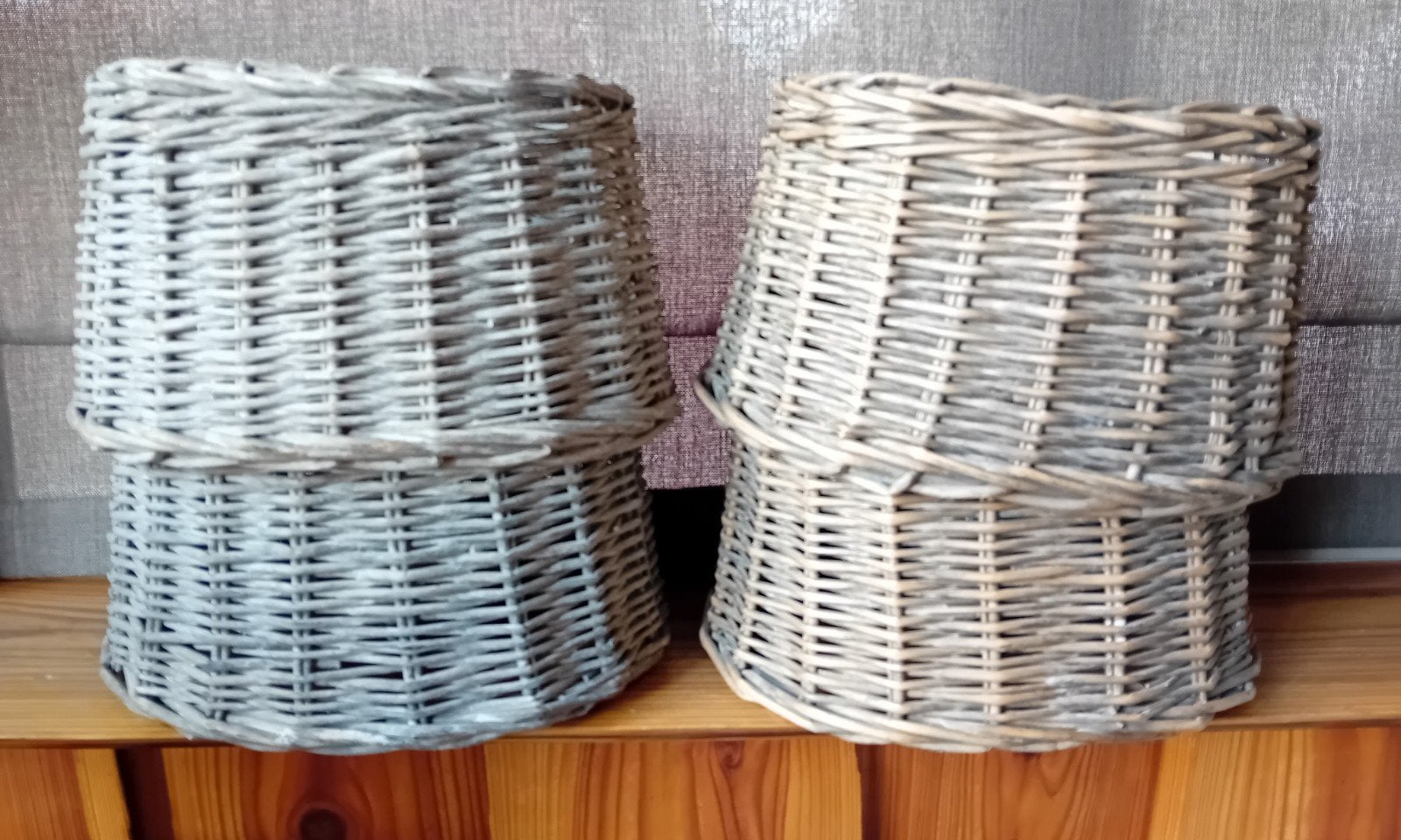 Set van 4 rieten lampenkappen - ovaal, Gebruikt, Ophalen of Verzenden, Grijs, Ovaal