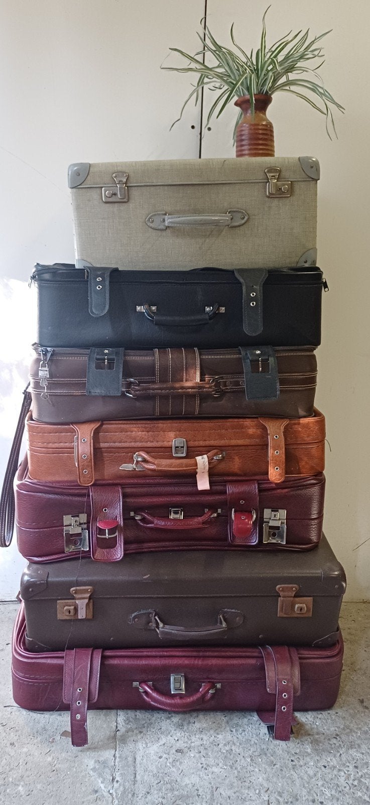 7 x vintage koffers jaren 50 , 60 , 70, Ophalen of Verzenden, Gebruikt, Hard kunststof