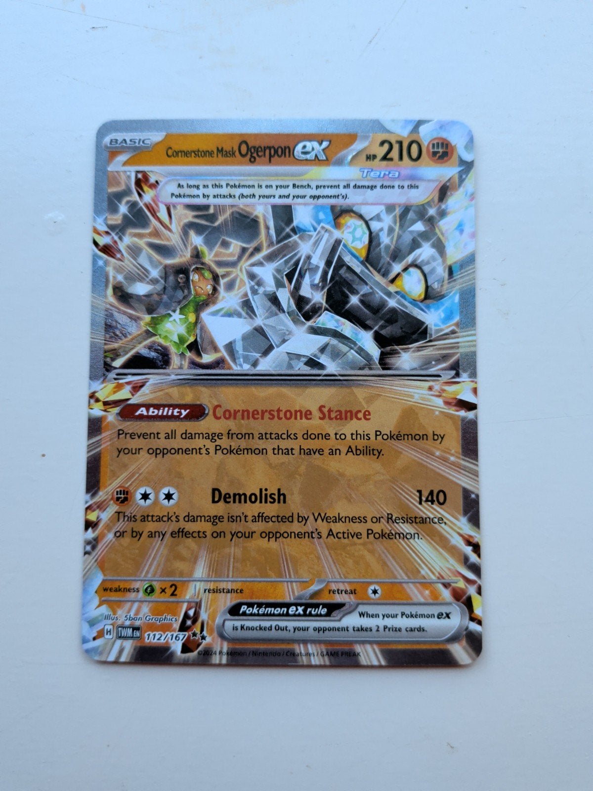 Cornerstone Mask Ogerpon EX 112/131 Twilight Masquerade, Ophalen of Verzenden, Zo goed als nieuw, Losse kaart, Foil