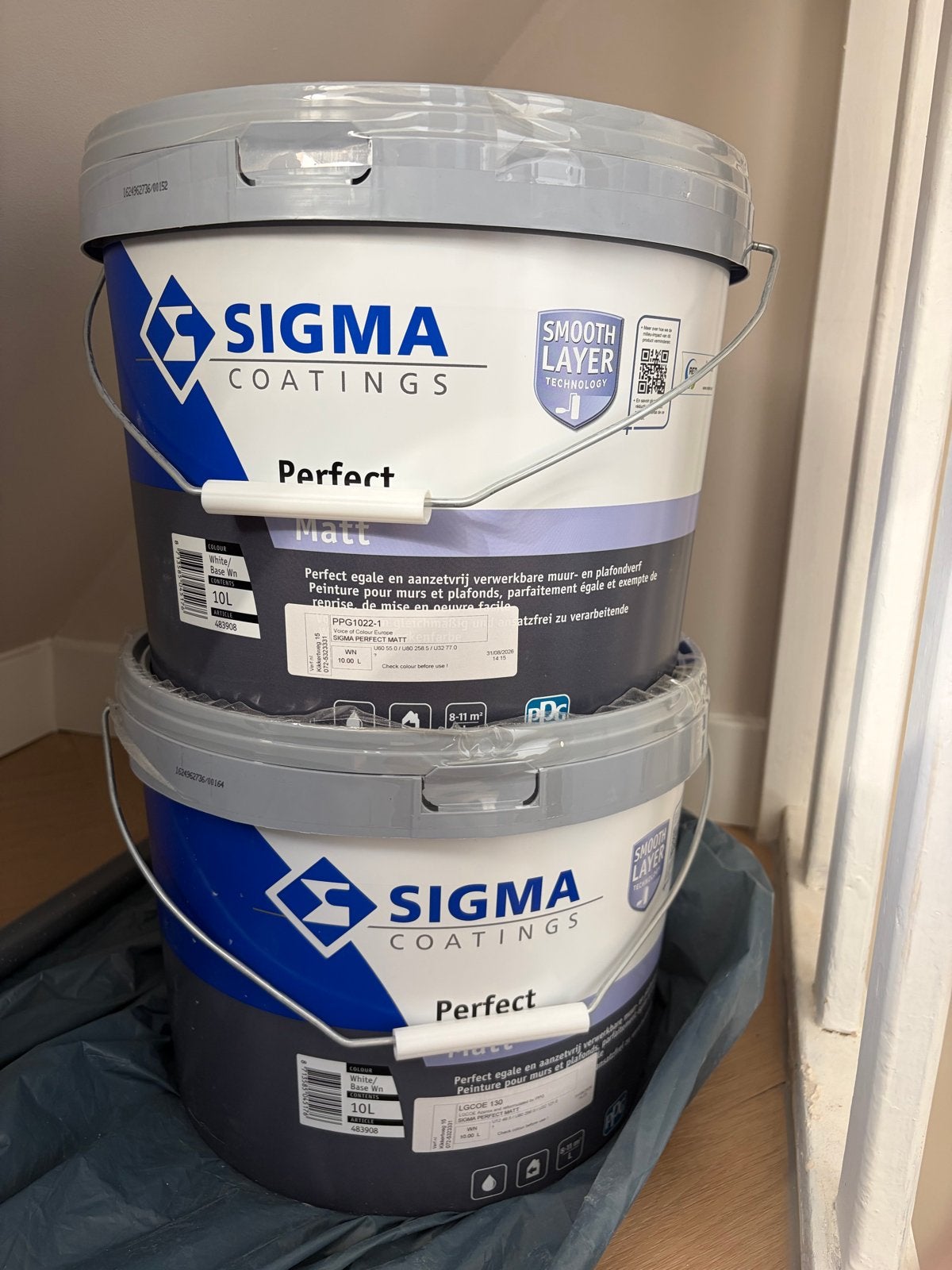 Sigma Perfect Matt Muurverf 2x 10L - Joanna en Singing Sand, Beige, Nieuw, Ophalen of Verzenden, Verf