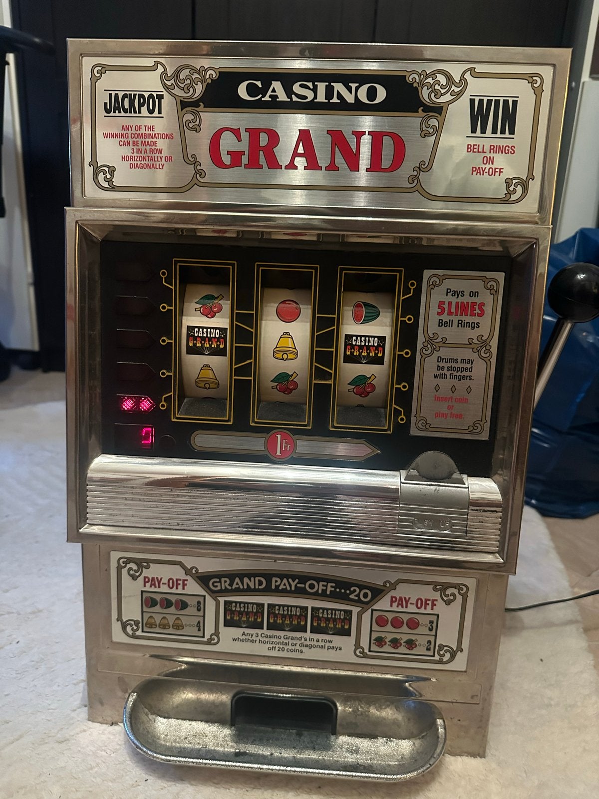 Vintage Casino Grand Fruitautomaat, Overige munten, Ophalen, Gebruikt