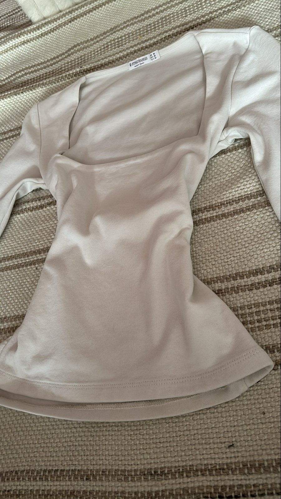 Stradivarius top met lange mouwen en vierkante hals, Verzenden, Wit, Zo goed als nieuw, Lange mouw