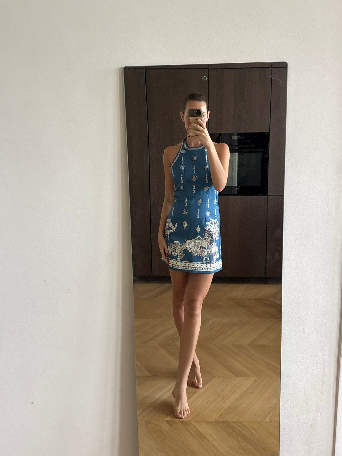 Alemais blauwe halter mini-jurk van katoen maat AU 6, Blauw, Nieuw, Ophalen of Verzenden, Maat 36 (S)