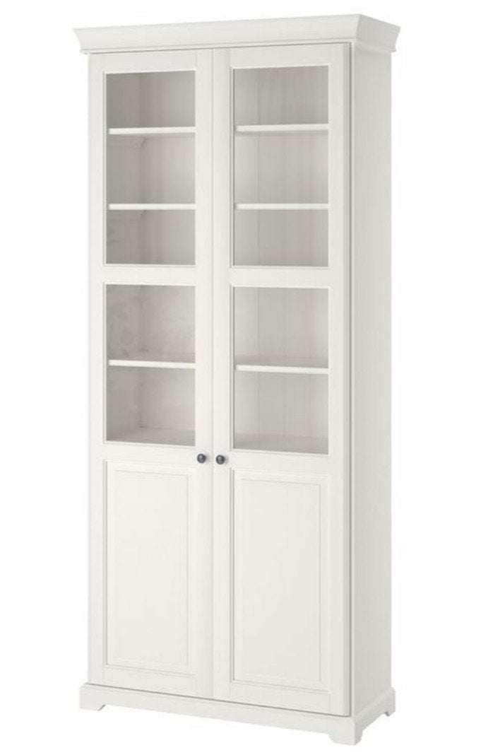Ikea Liatorp witte vitrinekast met glazen deuren, 2 stuks, Ophalen, Klassiek, modern, landelijk, 200 cm of meer, Overige houtsoorten