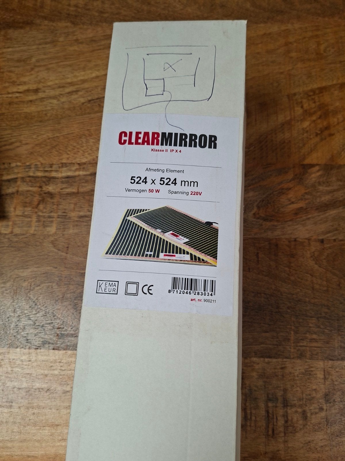CLEARMIRROR spiegelverwarming 524x524mm 50W, Doe-het-zelf en Verbouw, Verwarming en Radiatoren, Ophalen, 30 tot 80 cm, Overige typen