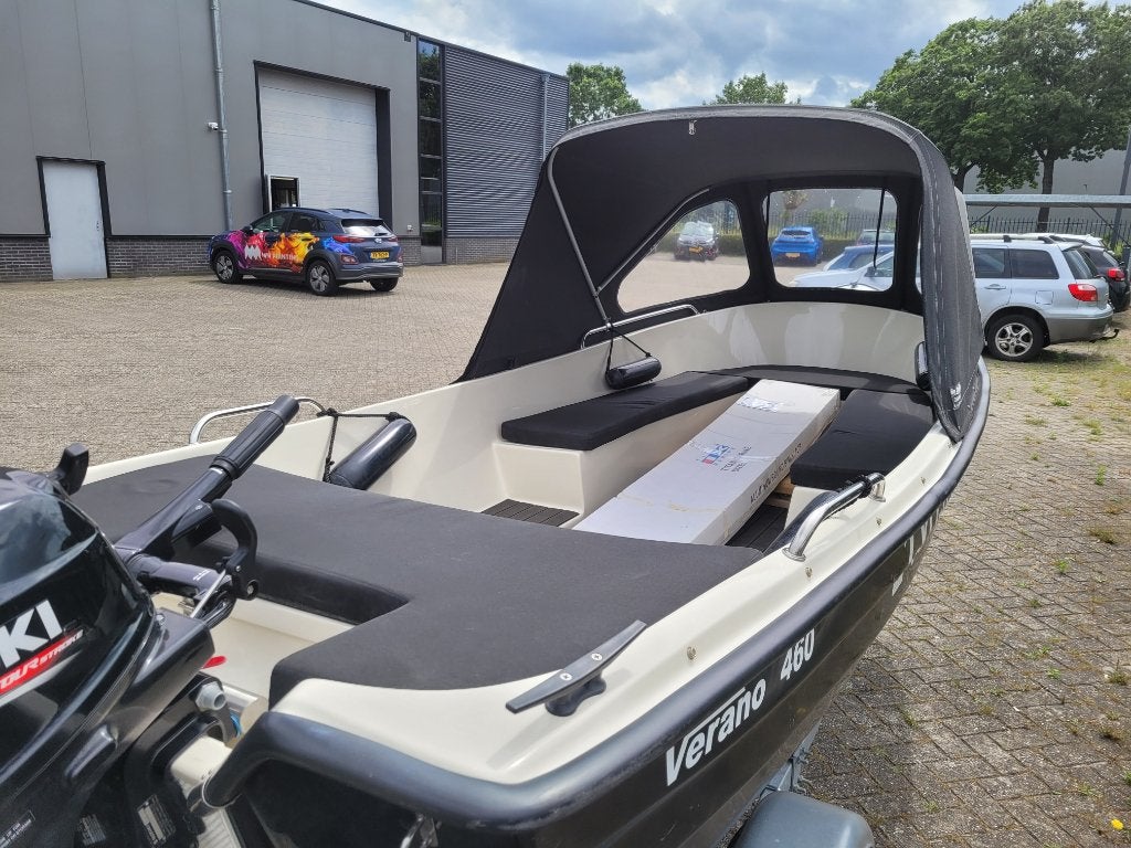 Verano 460 met trailer en 15 pk Suzuki Efi, Ophalen, Rondzit, Zo goed als nieuw, Buitenboordmotor
