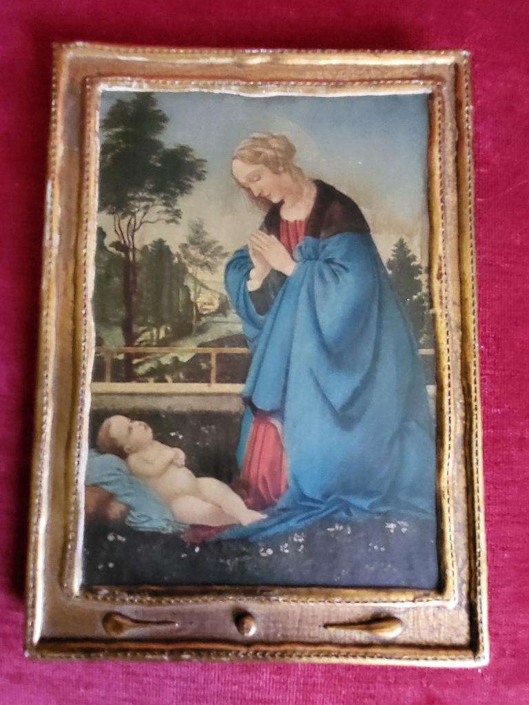 vintage lijstje madonna aanbid het cristuskind, Ophalen of Verzenden