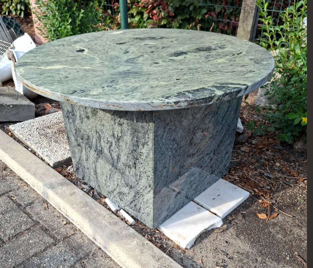 MARMER BIJZETTAFEL  + METALEN KORF, Ophalen, Gebruikt, Rond, 55 tot 75 cm
