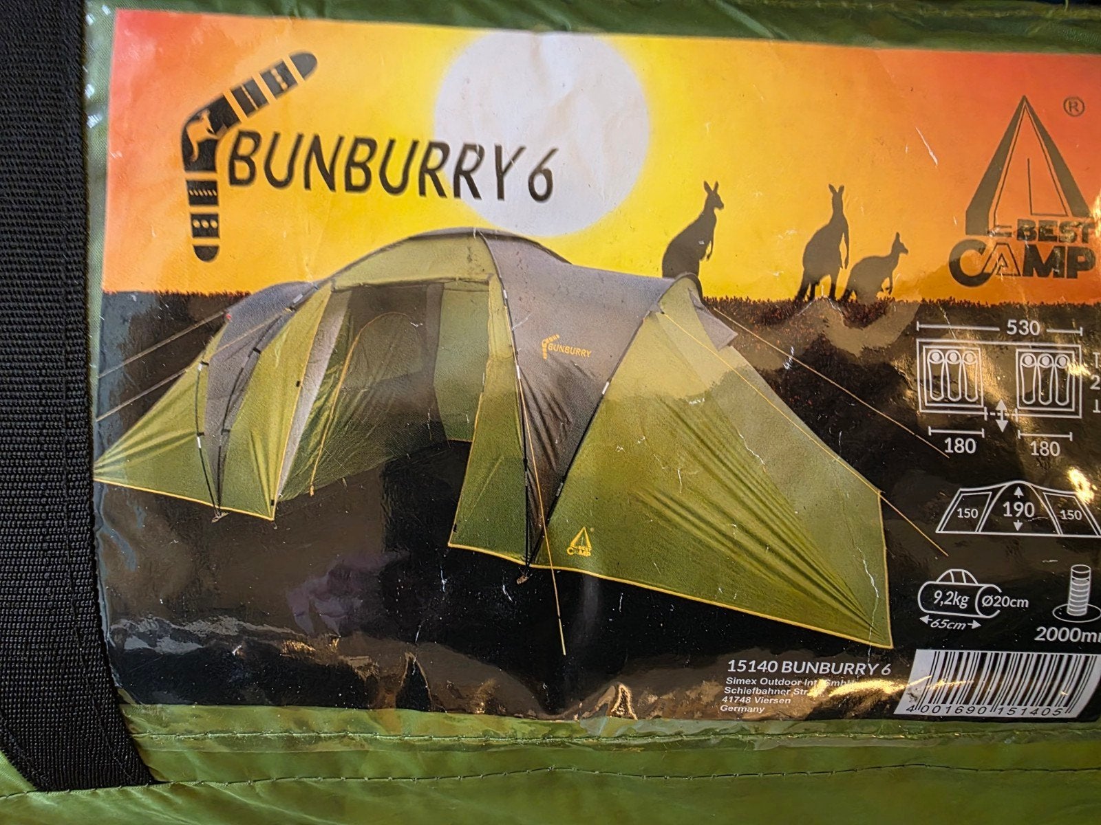 Bunburry 6 Persoons Tent tunneltent vis a vis familietent, Caravans en Kamperen, Tenten, Ophalen of Verzenden