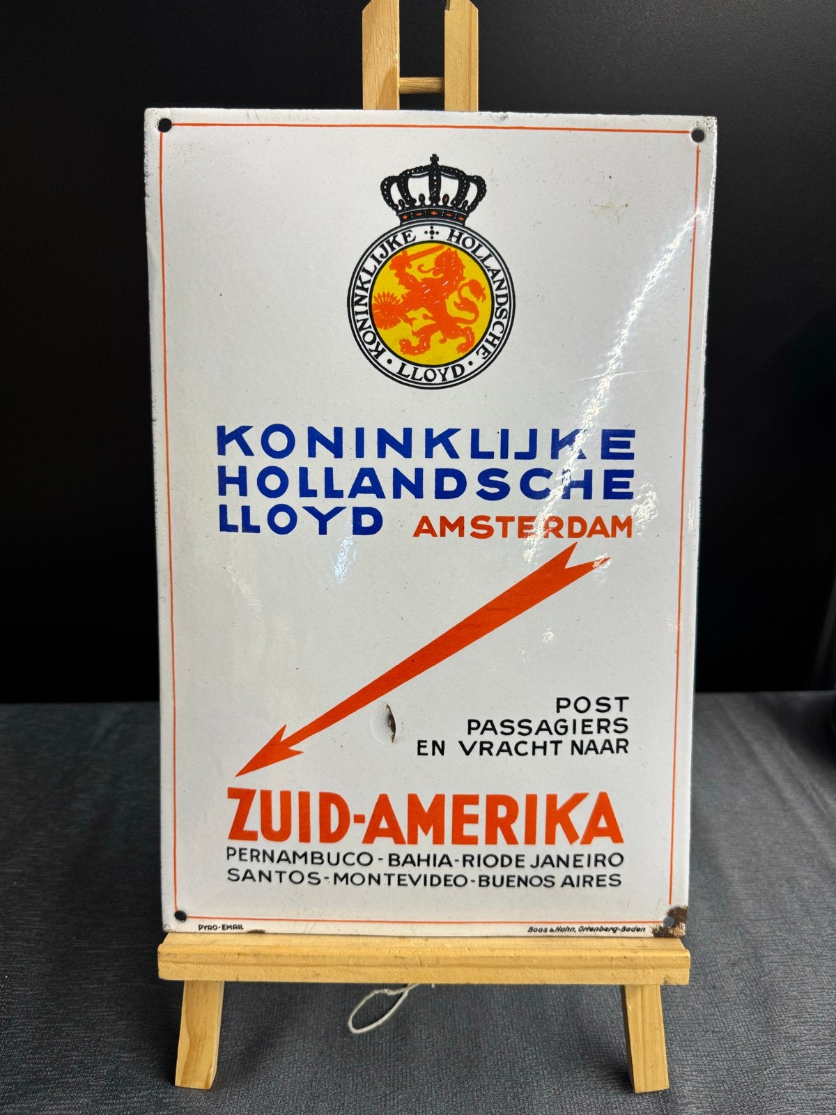Emaille Reclamebord Koninklijke Hollandsche Lloyd, Ophalen of Verzenden