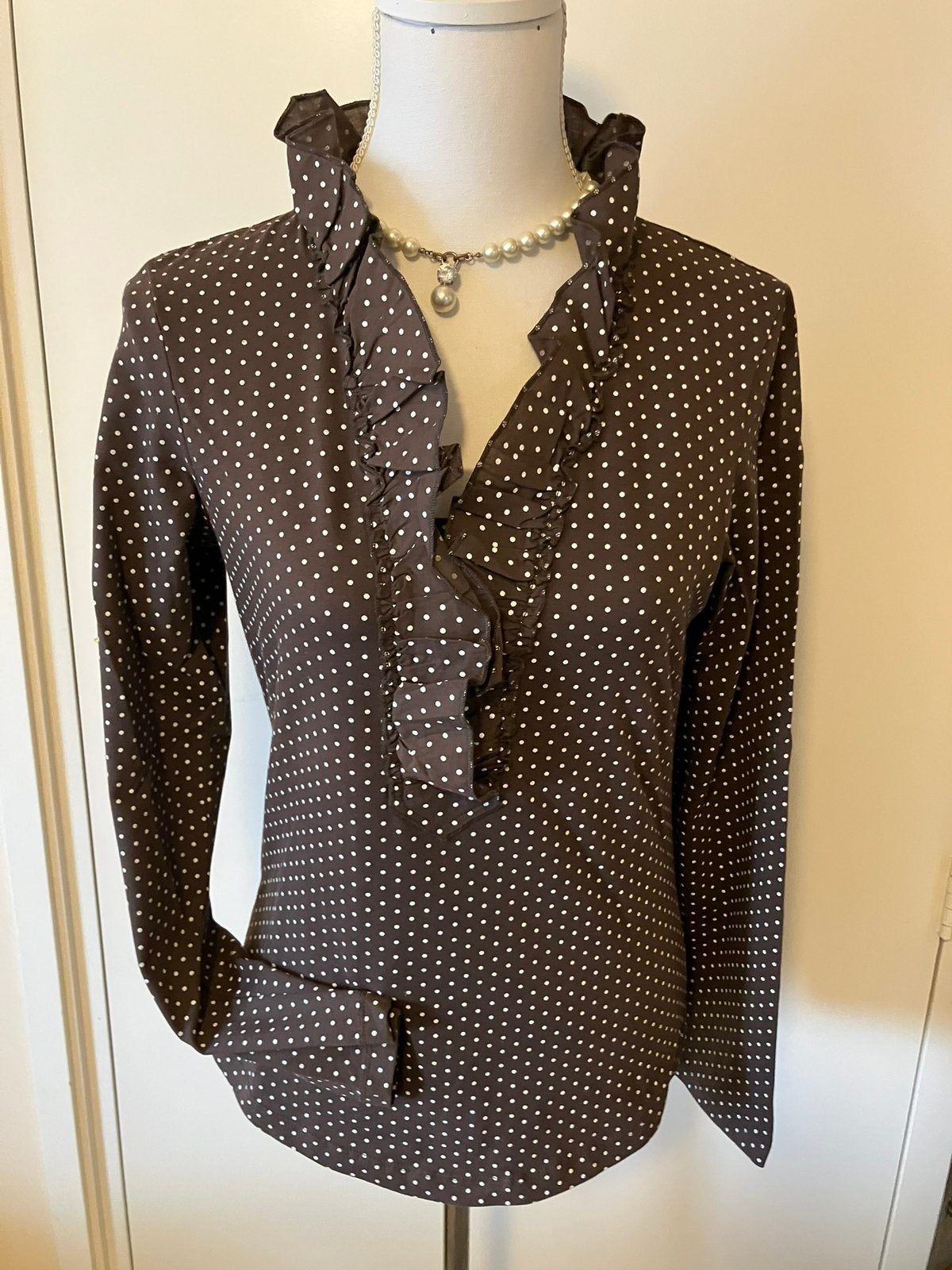 Bruin polkadot shirt van Street One maat M als nieuw, Ophalen of Verzenden, Zo goed als nieuw, Maat 38/40 (M), Bruin