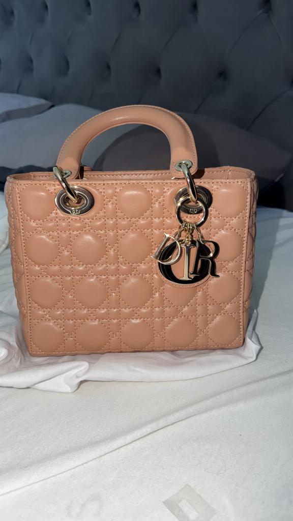 Dior Lady Dior, Sieraden, Tassen en Uiterlijk, Tassen | Damestassen, Ophalen of Verzenden, Zo goed als nieuw, Zwart, Schoudertasje