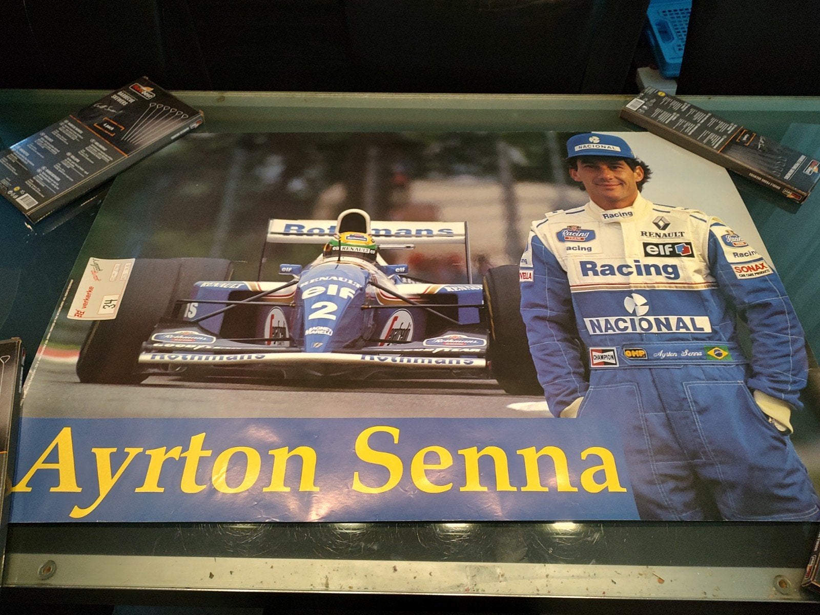 Ayrton Senna Formule 1 Poster - Zeldzaam item, Verzamelen, Posters, Gebruikt, Rechthoekig Liggend, Ophalen of Verzenden, Sport