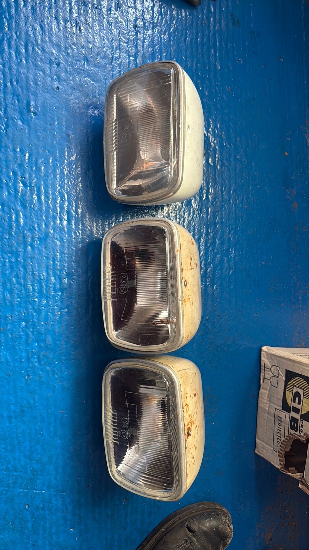 3 nette stalen koplampen 2cv, Auto-onderdelen, Verlichting, Ophalen of Verzenden