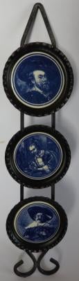 Delftsblauwe miniaturen in smeedijzeren hanger., Huis en Inrichting, Ophalen of Verzenden, Gebruikt