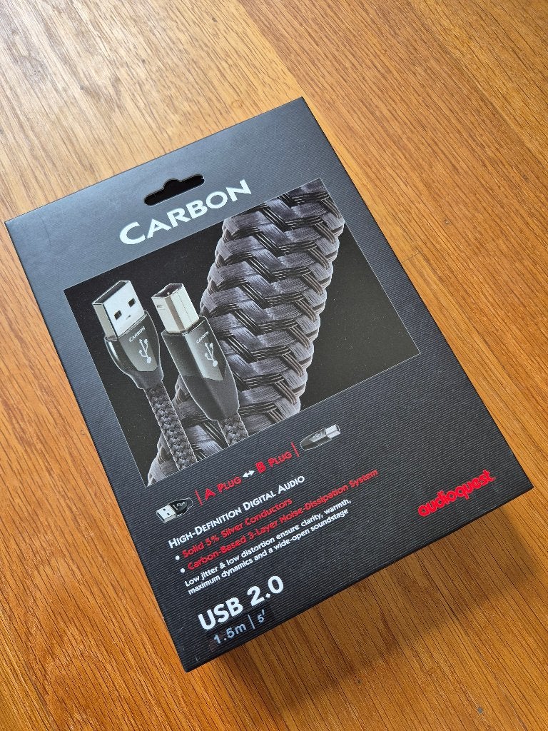 Audioquest Carbon USB A-B Kabel 150 cm interlink, NIEUW!, Audio, Tv en Foto, Audiokabels en Televisiekabels, Ophalen of Verzenden
