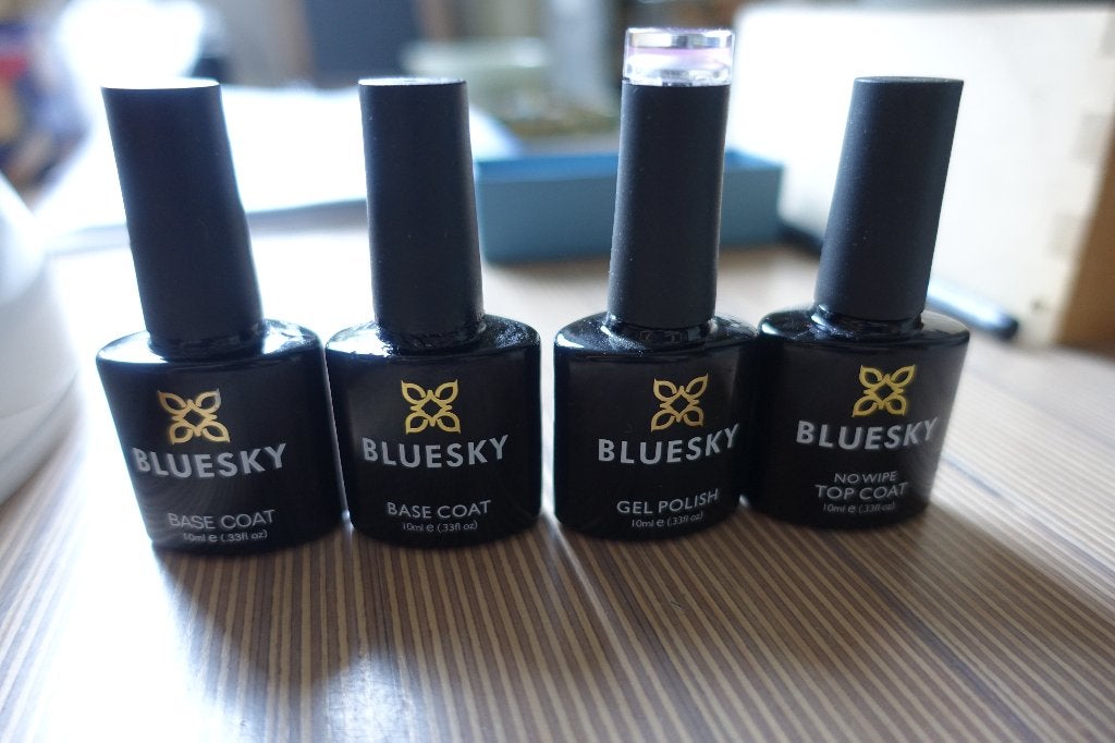 bluesky gellak set voor french manicure en UV lamp, Gebruikt, Overige kleuren, Ophalen of Verzenden, Handen en Nagels