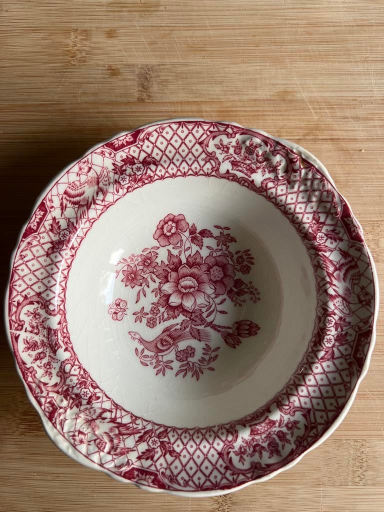 Antieke Mason's Patent Ironstone Kom - Rood Bloemenpatroon, Antiek en Kunst, Antiek | Servies los, Ophalen