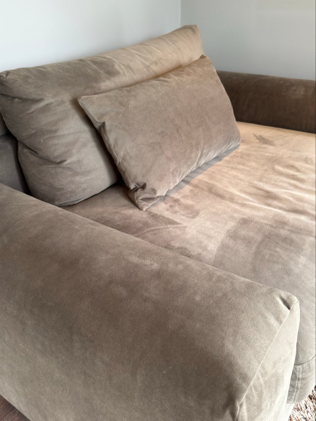 Luxe loveseat / 1,5-zits fauteuil/bank – bruin suède, Ophalen, 100 tot 125 cm, 150 tot 200 cm, Tweepersoons