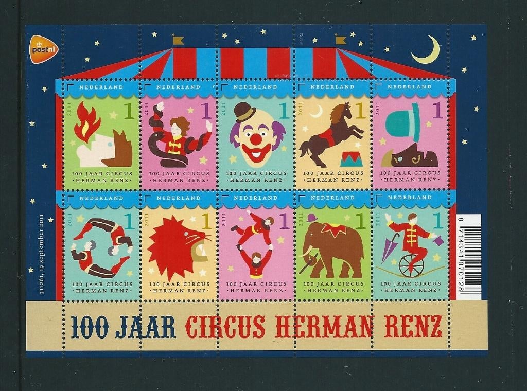 Vel Circus Renz no V2868, postfris, Postzegels en Munten, Postzegels | Nederland, Ophalen of Verzenden, Postfris