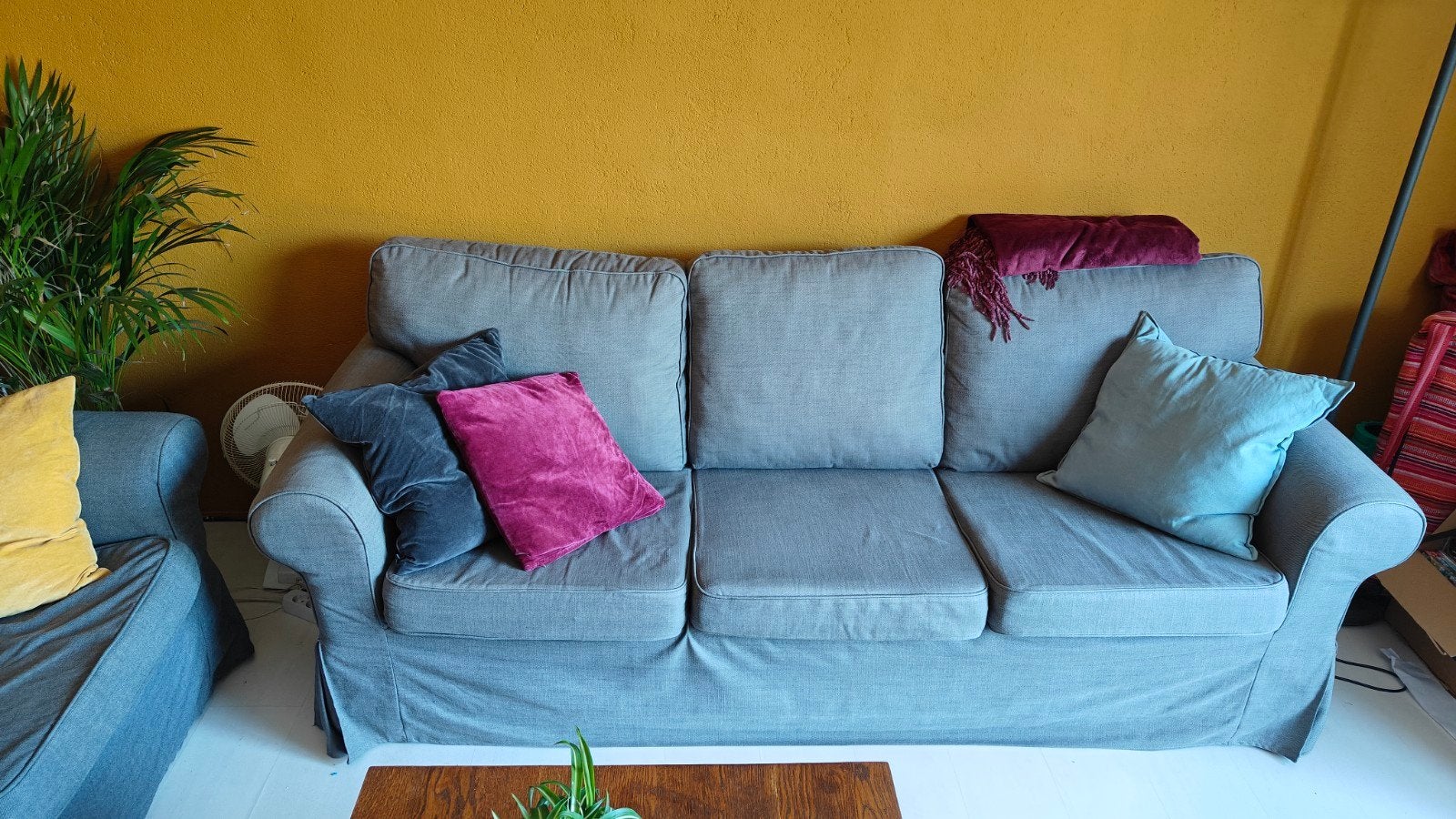 IKEA Ektorp driezitsbank donkergrijs, Ophalen, Gebruikt, 150 tot 200 cm, Driepersoons