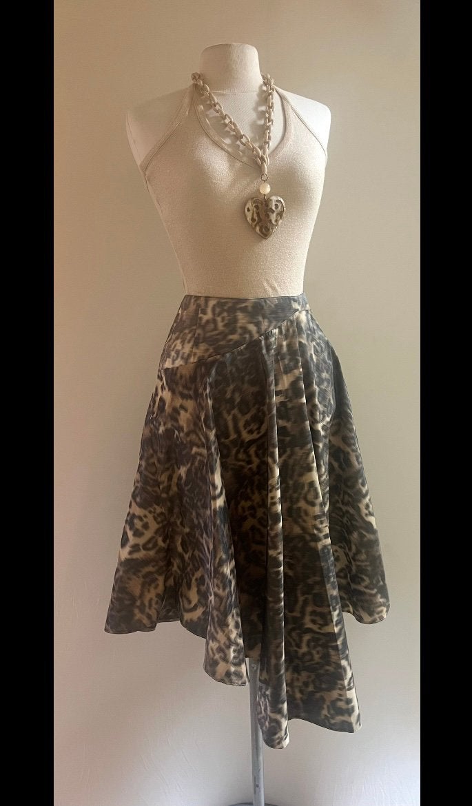 Pauw Erny van Reijmersdal 38 wijde cirkel rok panterprint, Kleding | Dames, Rokken, Maat 38/40 (M), Bruin, Verzenden, Zo goed als nieuw