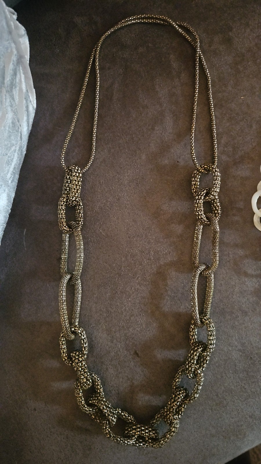 Prachtige lange Vintage Chunky Mesh Statement Ketting, Ophalen, Zo goed als nieuw, Overige materialen