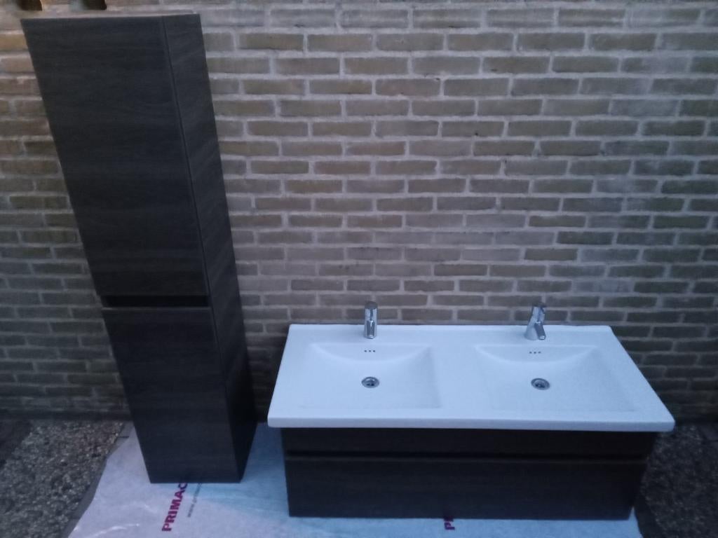 Wastafelmeubel spiegelkast met hoge kast, Ophalen, Gebruikt, 50 tot 100 cm, Minder dan 100 cm