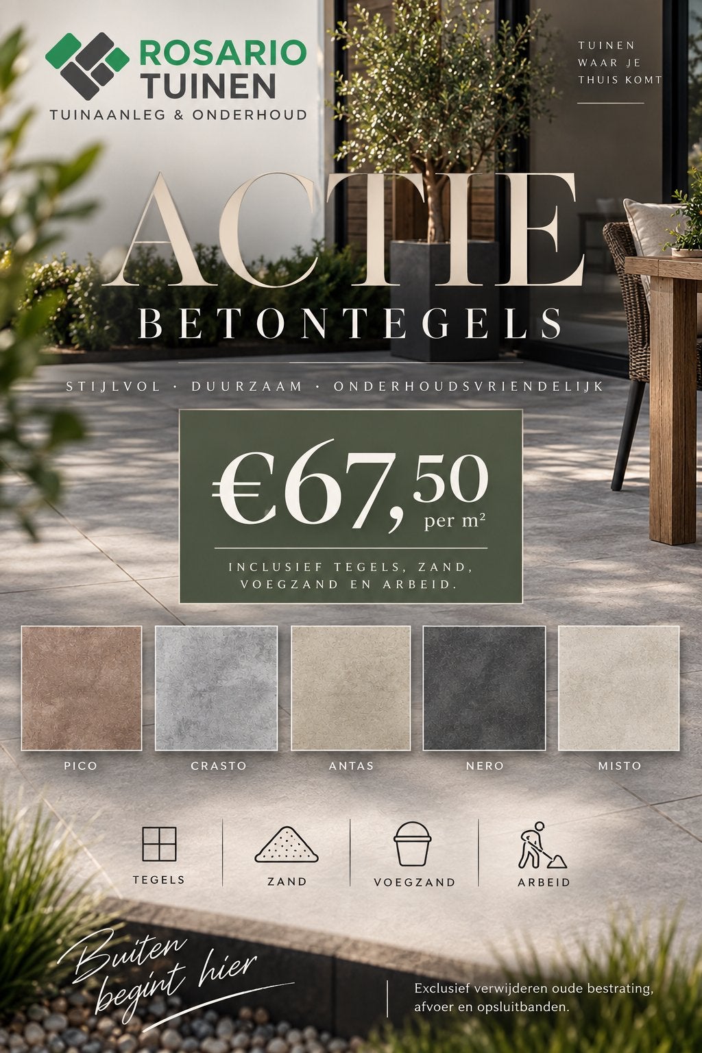 Betontegels actie: Stijlvol, duurzaam en onderhoudsvriendeli, Ophalen of Verzenden, Nieuw, Overige materialen