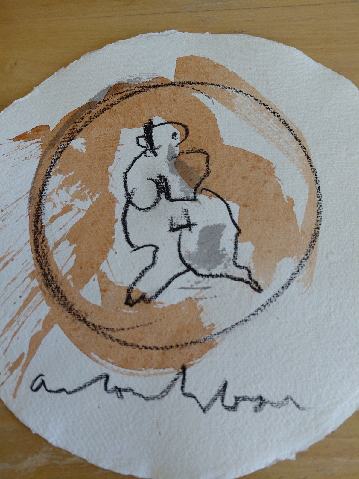 GESIGNEERD WERK VAN ANTON HEYBOER  31 CM ROND, Ophalen of Verzenden