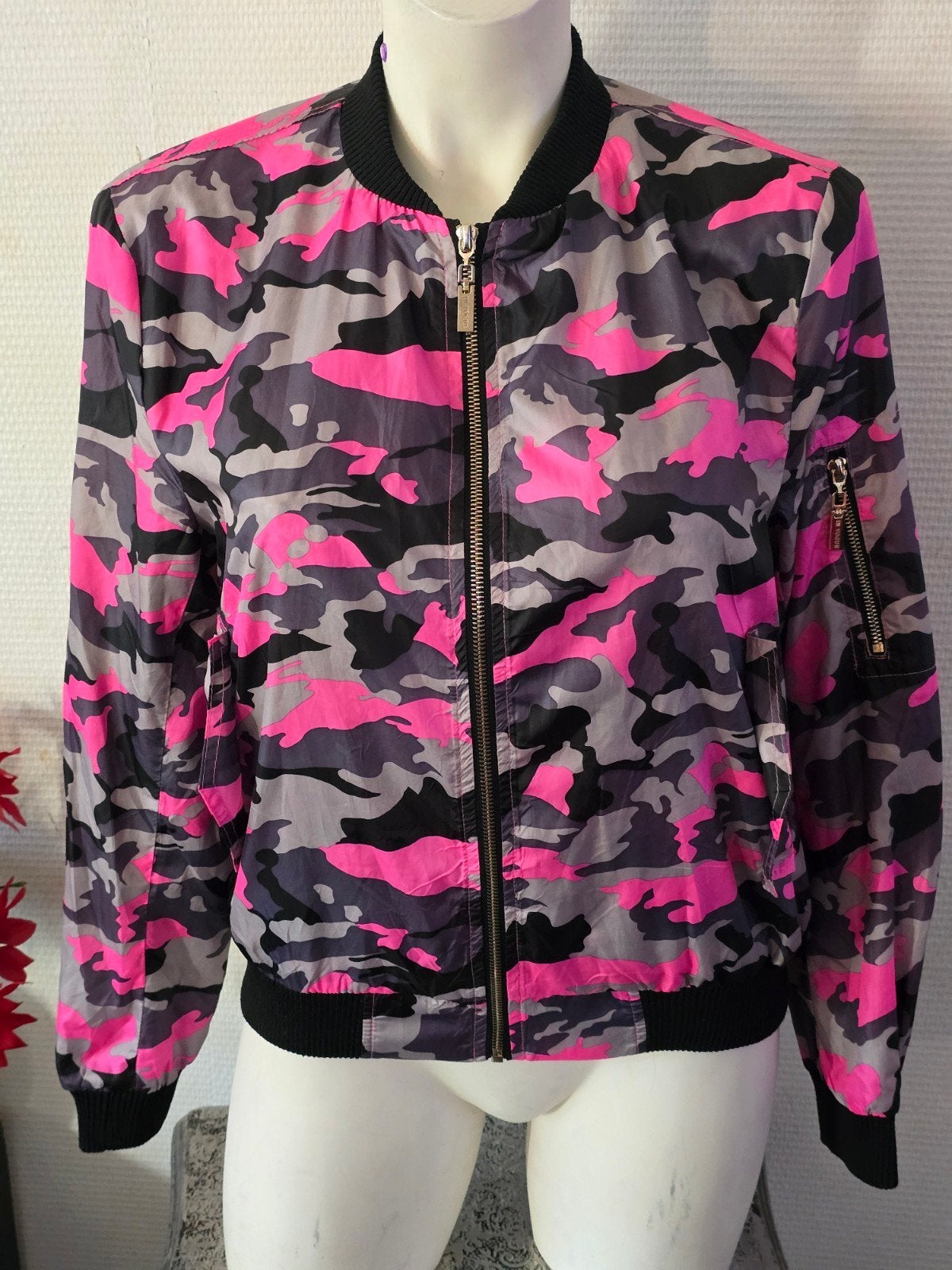 In Vogue Paris Bomberjack Camouflage Roze Maat M, Maat 42/44 (L), Ophalen of Verzenden, Roze, In Vogue Paris