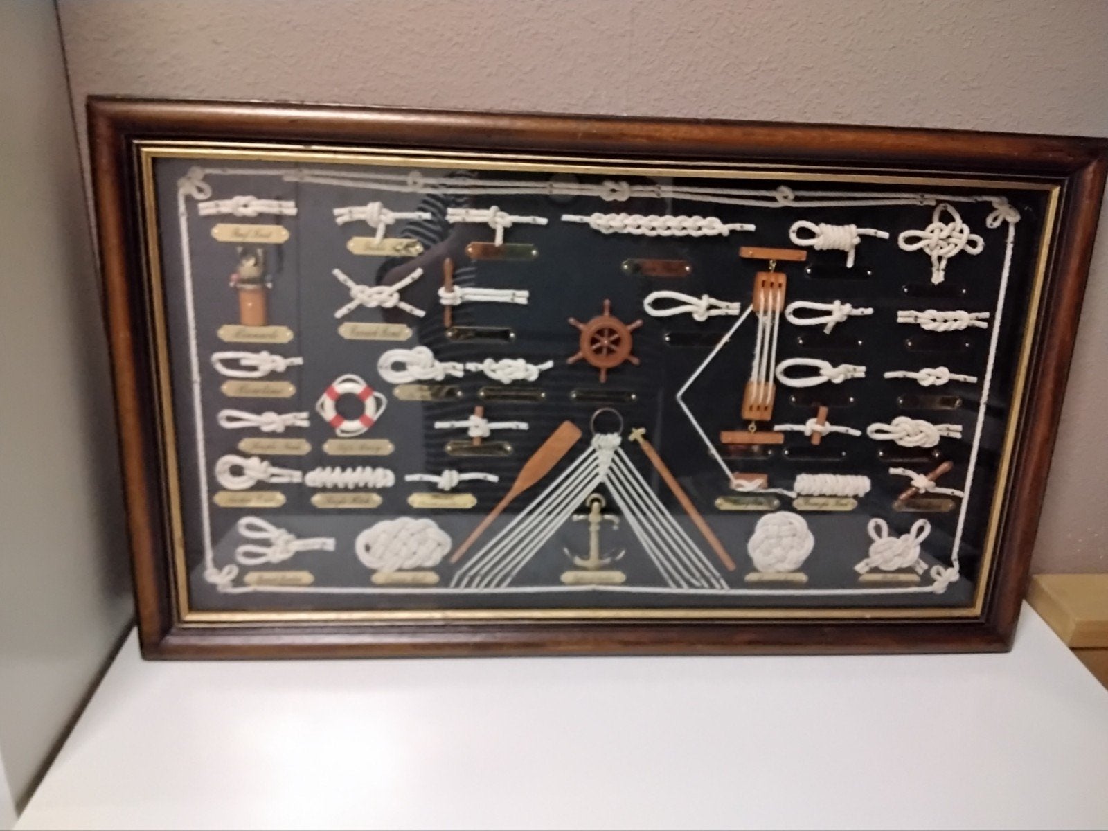 Prachtig mooi knopen bord schilderij Scheepvaart mariteam, Ophalen