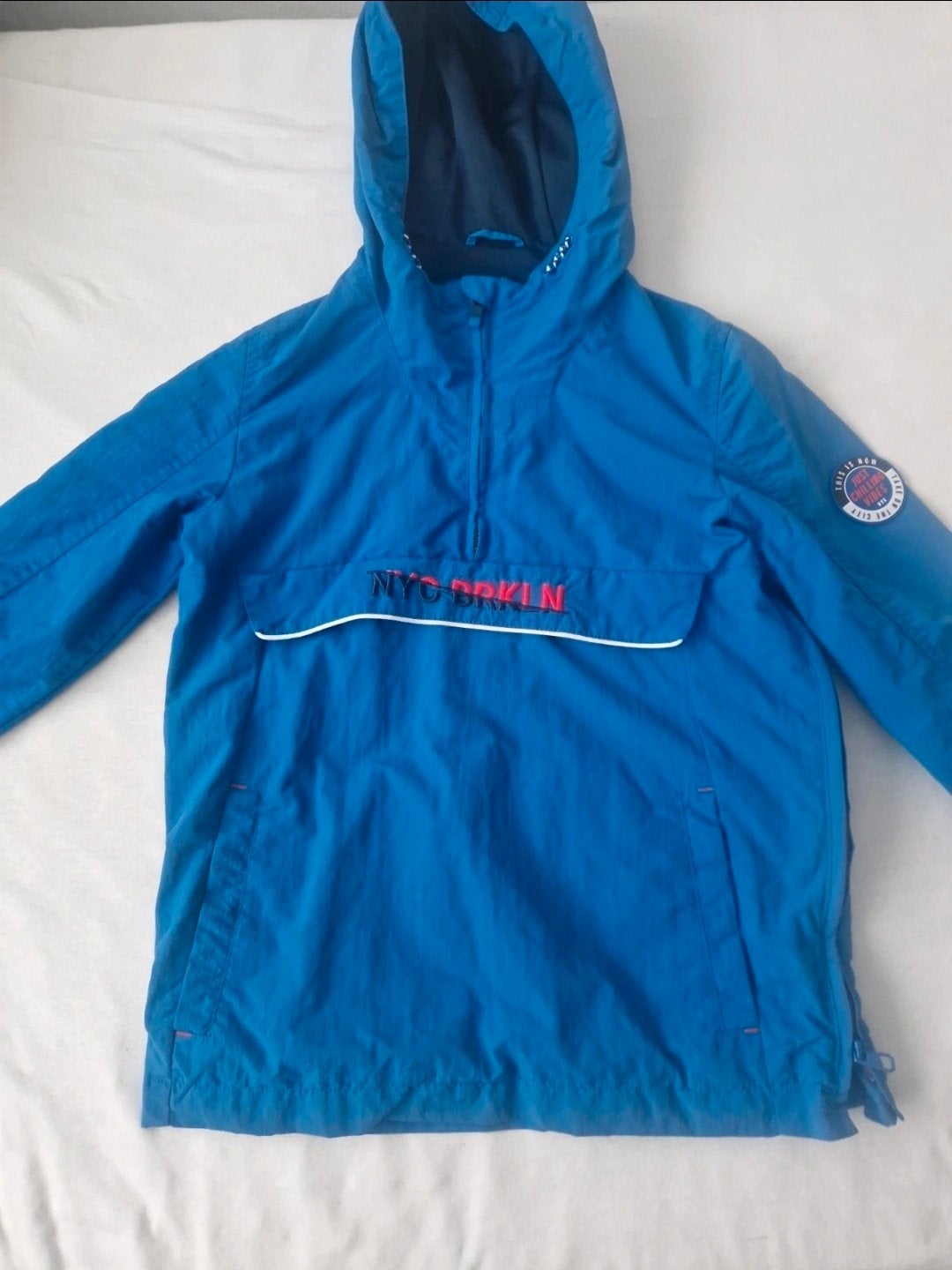 Blauwe NYC BRKLN Anorak Jas Maat 140 voor Jongens, Kinderen en Baby's, Ophalen of Verzenden, Zo goed als nieuw, NYC BRKLN, Jongen