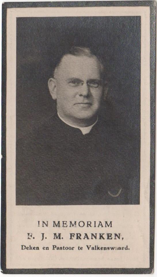 pastoor Franciscus Franken 1878 Tilburg + 1931 Valkenswaard, Verzamelen, Verzenden