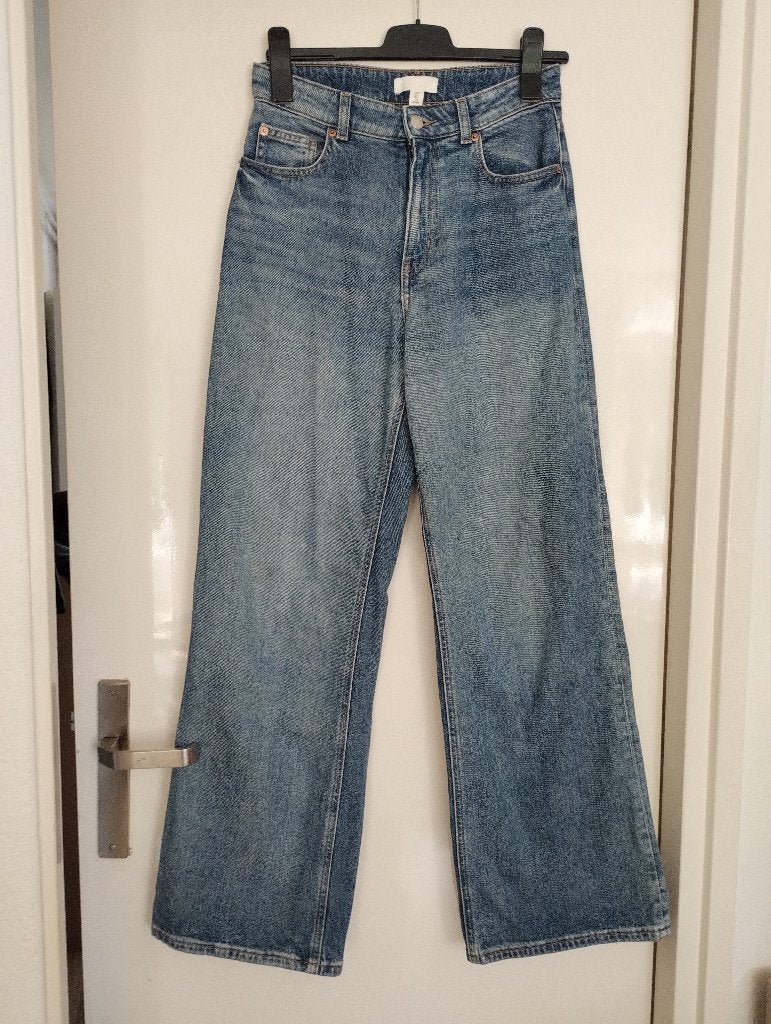 Hoge jeans met wijde pijpen (maat 38), Kleding | Dames, H&M, Blauw, Ophalen of Verzenden, Zo goed als nieuw