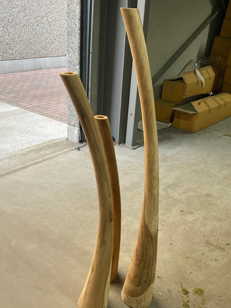 Teak hout kaarsenhouders, Ophalen of Verzenden, Hout