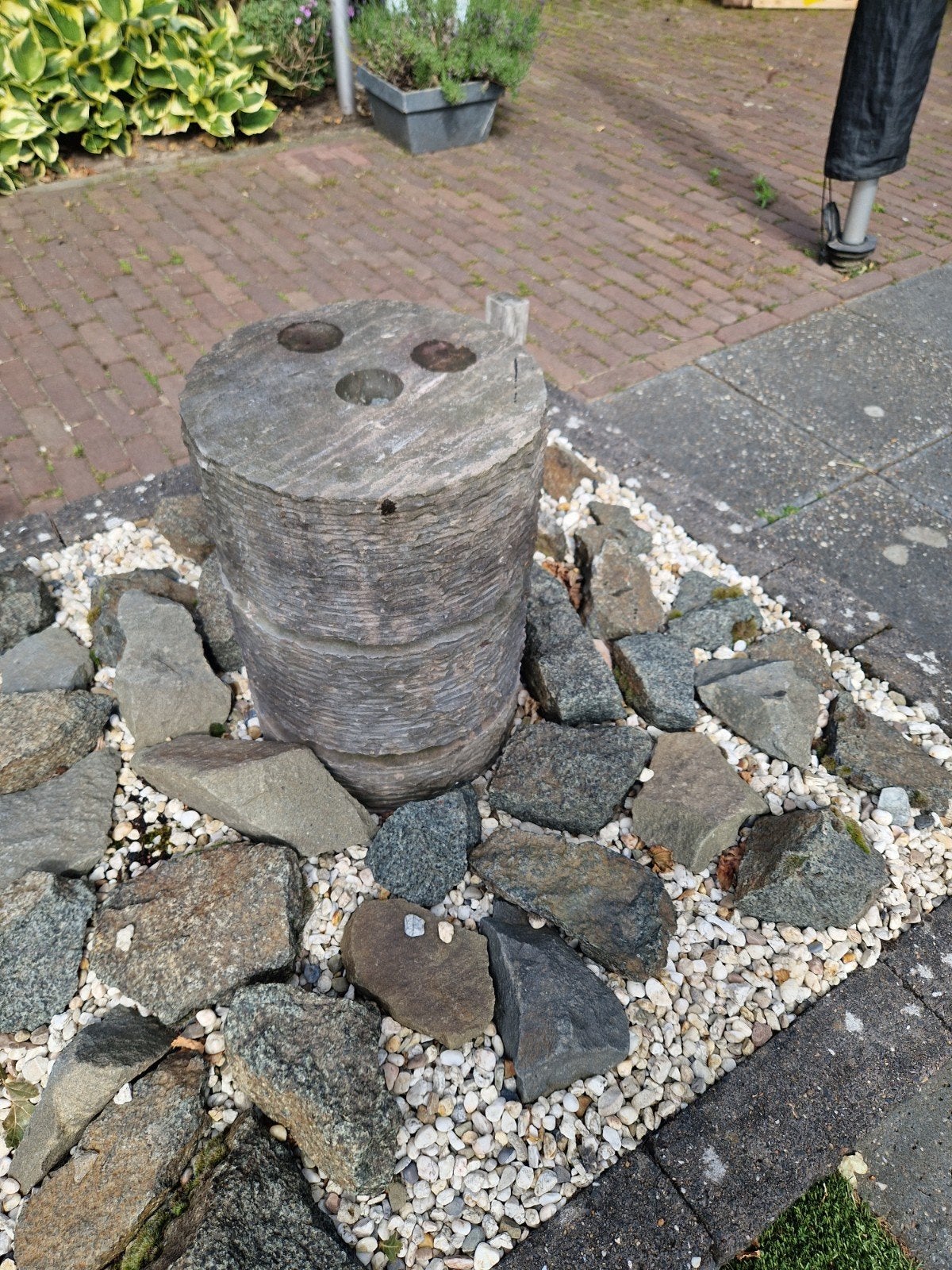 Stenen waterornament voor tuin of terras, Ophalen, Gebruikt, Graniet, Waterornament