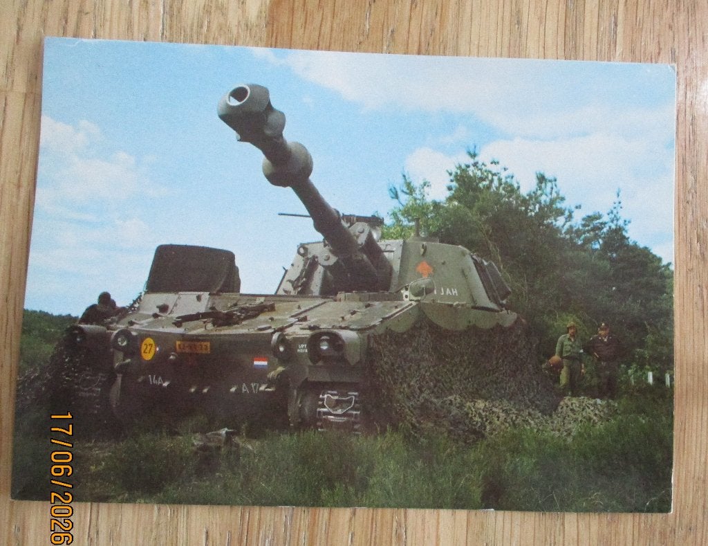 M109 artillerie Ansichtkaart Koninklijke Landmacht, Ophalen of Verzenden, Landmacht, Nederland, Foto of Poster