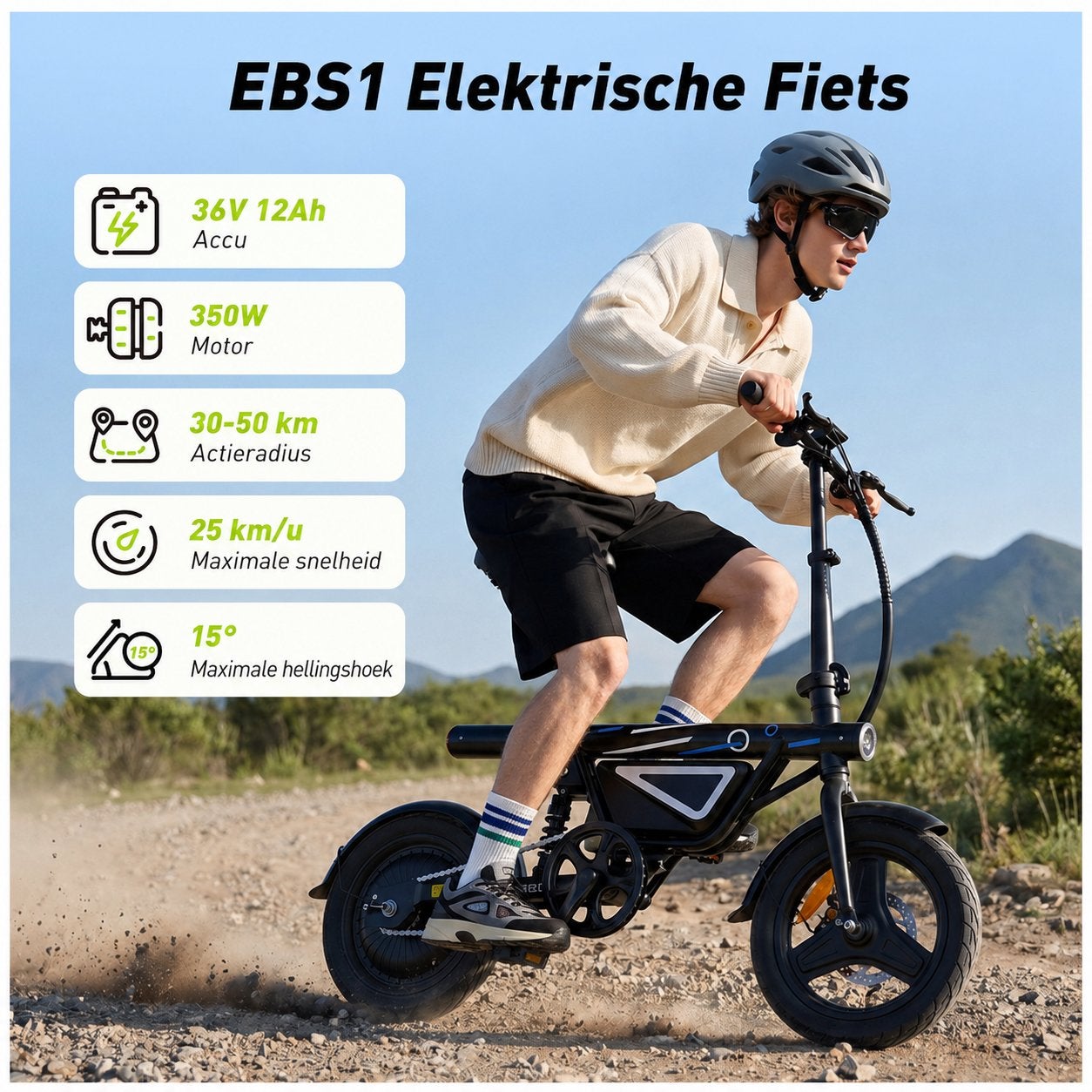EBS1 Opvouwbare Elektrische Fiets - 350W, 50km Actieradius, Fietsen en Brommers, Fietsen | Kinderfietsjes, Ophalen of Verzenden