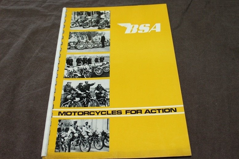 BSA motorcycles for action brochure A50 A65 police B40 WD, Motoren, Handleidingen en Instructieboekjes, Ophalen of Verzenden, Overige merken