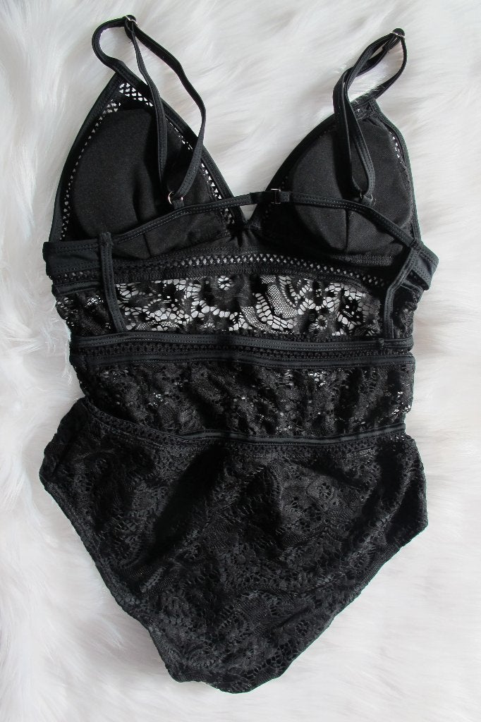 One-piece lace swimming suit, Kleding | Dames, Ophalen of Verzenden, Nieuw, Zwart, Badpak