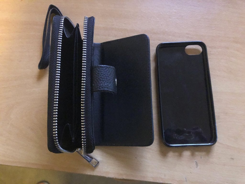 2X Lederen Iphone 6, 7 of 8 houder met Portemonnee, Zwart, IPhone 8, Nieuw, Hoesje of Tasje