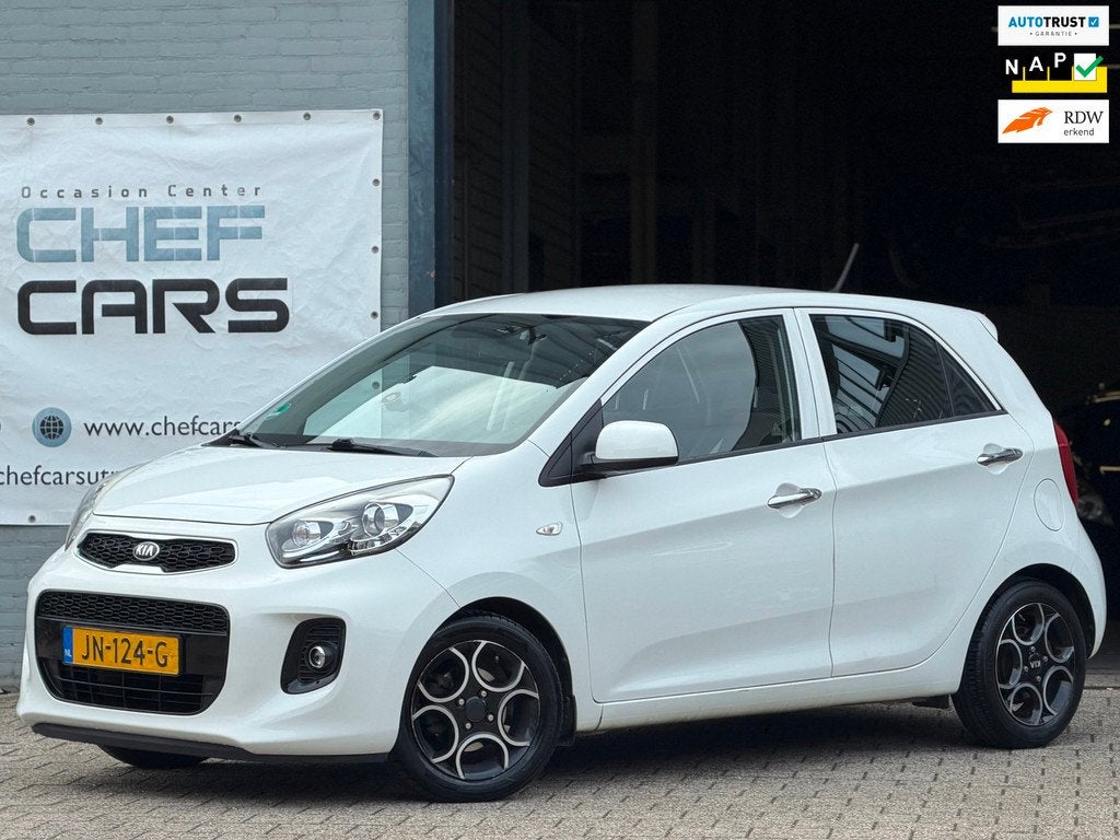 Kia Picanto 1.0|NAP|AIRCO|CRUISE|LEER|LM|5D|GARANTIEMOGELIJK, Auto's, Kia, Voorwielaandrijving, Euro 5, Gebruikt, Wit