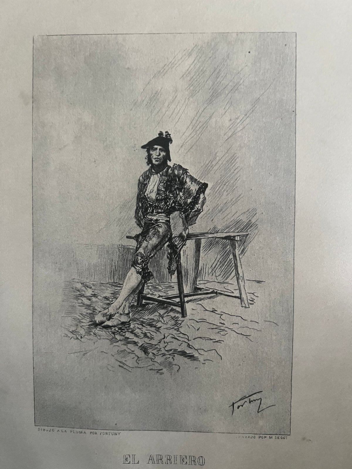 Antieke Ingelijste Gravure / Prent / Ets / Stierenvechter., 1800 - 1899, Ets, Portret, Ophalen of Verzenden